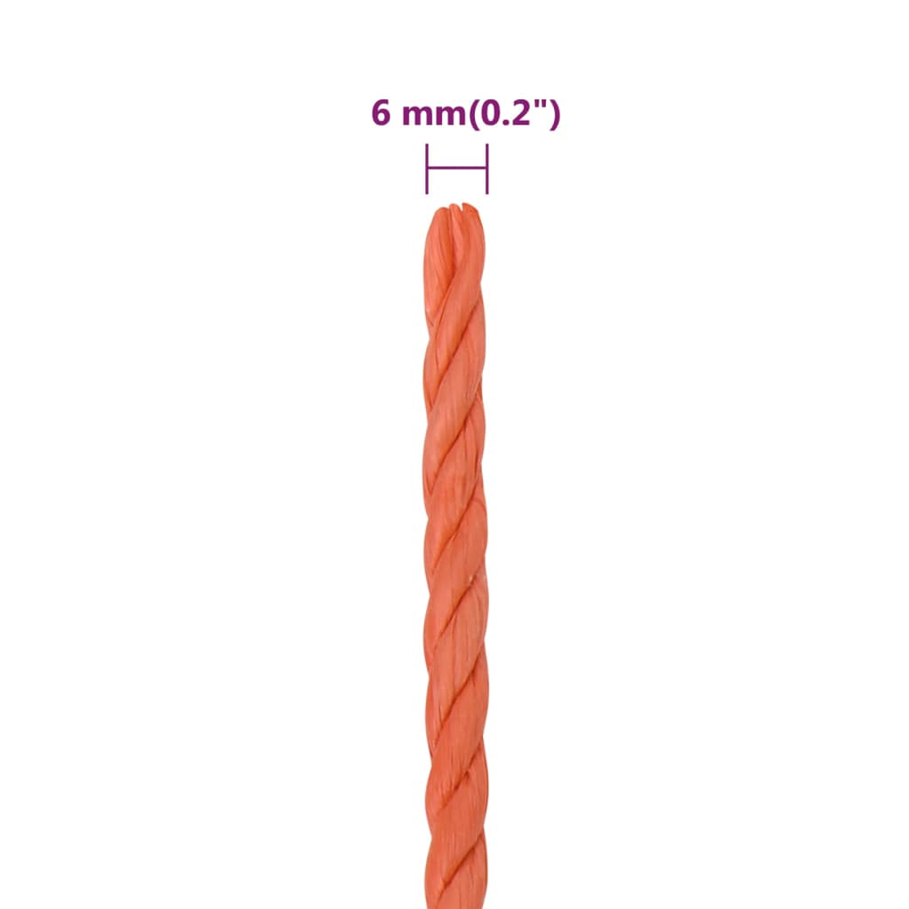 Arbeidstau oransje 6 mm 250 m polypropylen