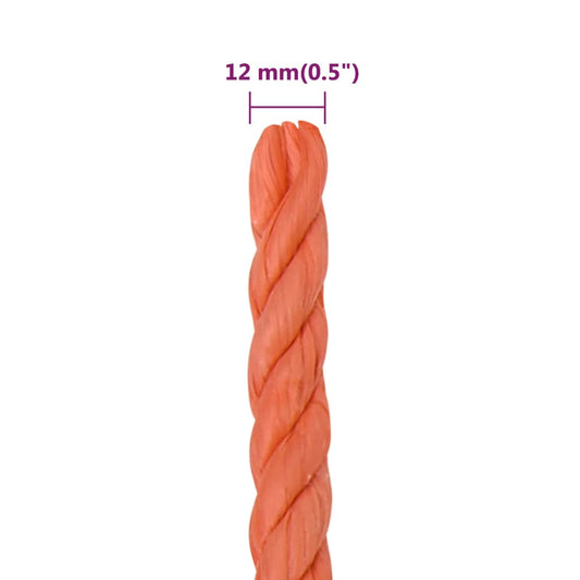 Arbeidstau oransje 12 mm 25 m polypropylen
