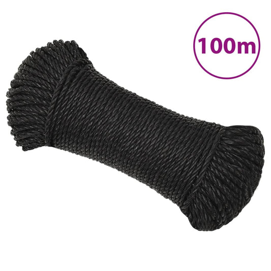 Arbeidstau svart 6 mm 100 m polypropylen