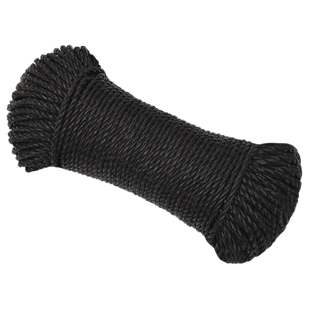 Arbeidstau svart 6 mm 100 m polypropylen