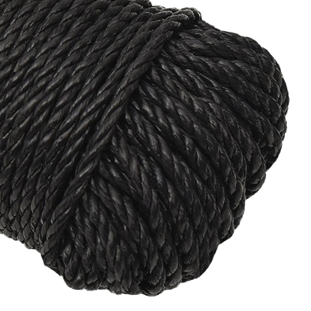 Arbeidstau svart 6 mm 100 m polypropylen