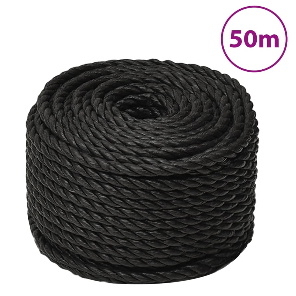 Arbeidstau svart 10 mm 50 m polypropylen