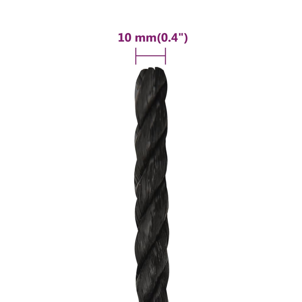 Arbeidstau svart 10 mm 50 m polypropylen