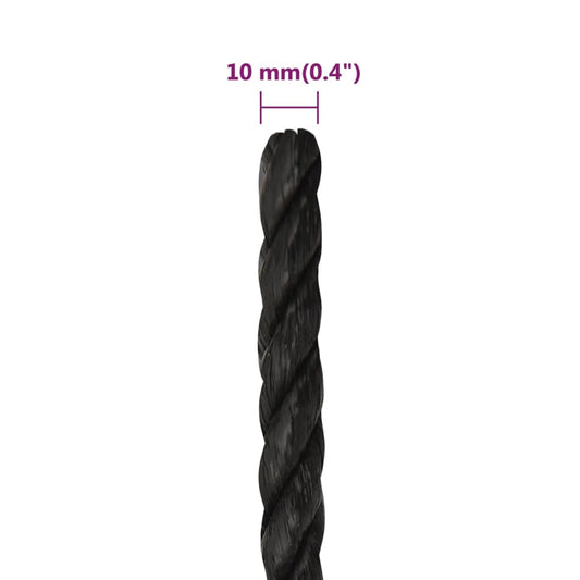 Arbeidstau svart 10 mm 50 m polypropylen