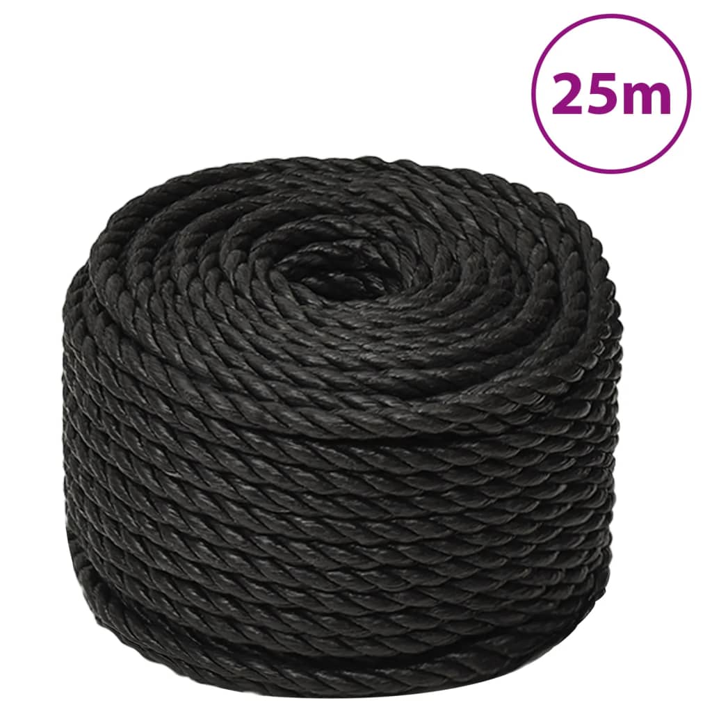 Arbeidstau svart 12 mm 25 m polypropylen