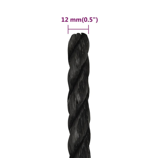 Arbeidstau svart 12 mm 25 m polypropylen