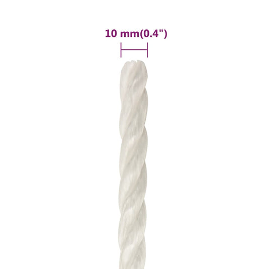 Arbeidstau hvit 10 mm 25 m polypropylen