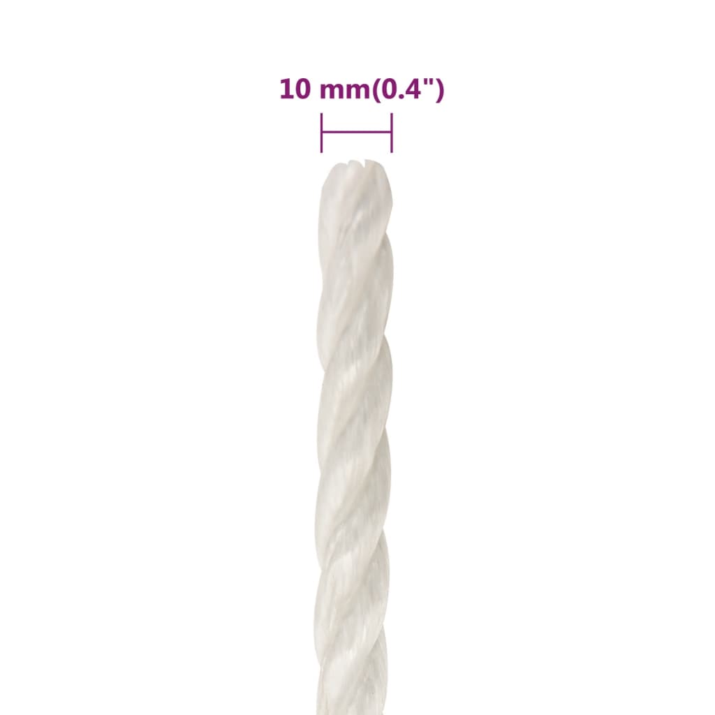 Arbeidstau hvit 10 mm 250 m polypropylen