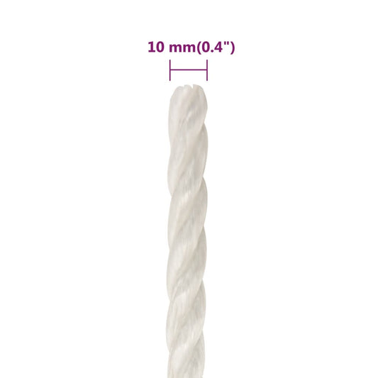 Arbeidstau hvit 10 mm 250 m polypropylen
