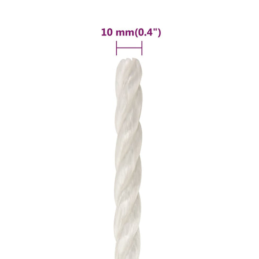 Arbeidstau hvit 10 mm 500 m polypropylen
