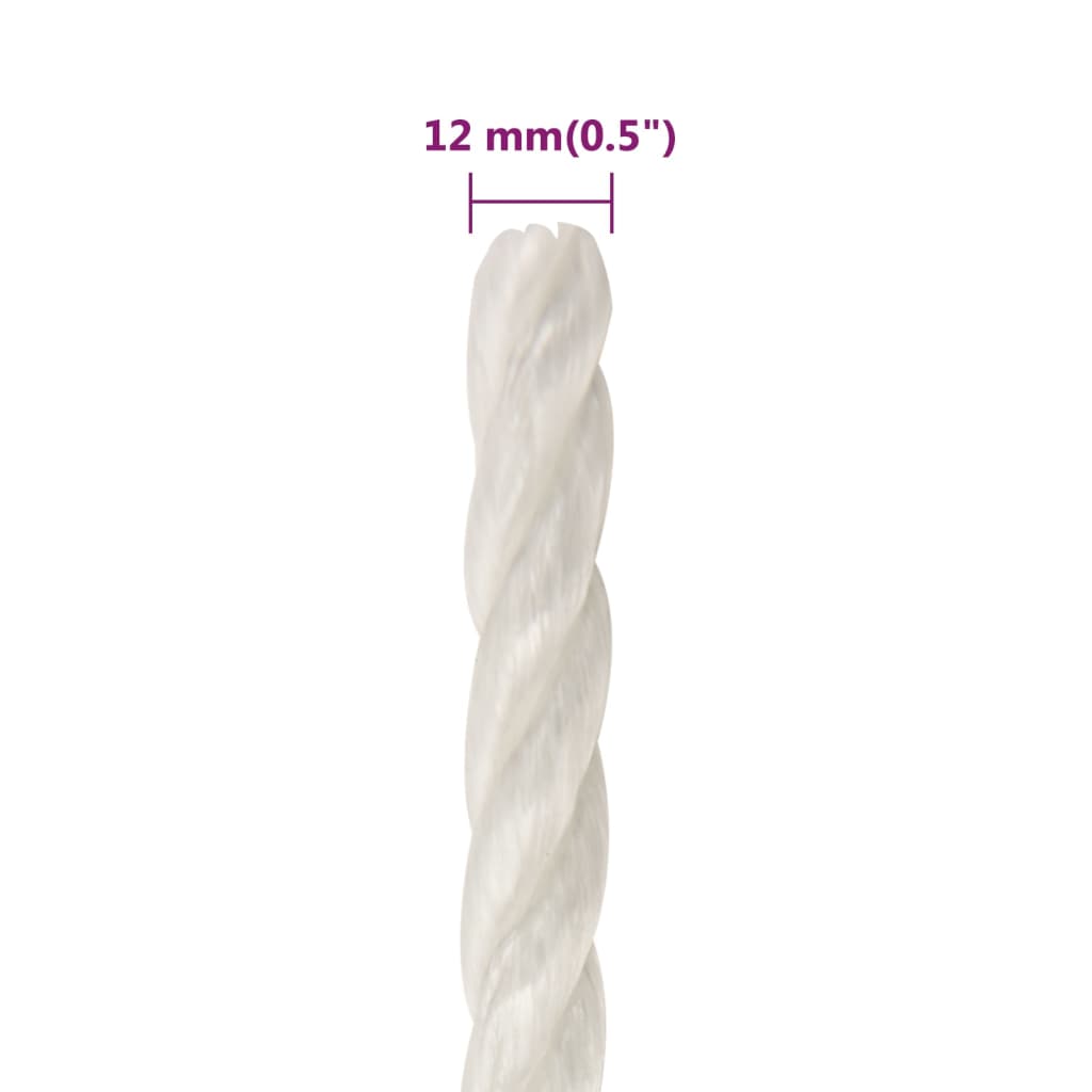 Arbeidstau hvit 12 mm 50 m polypropylen