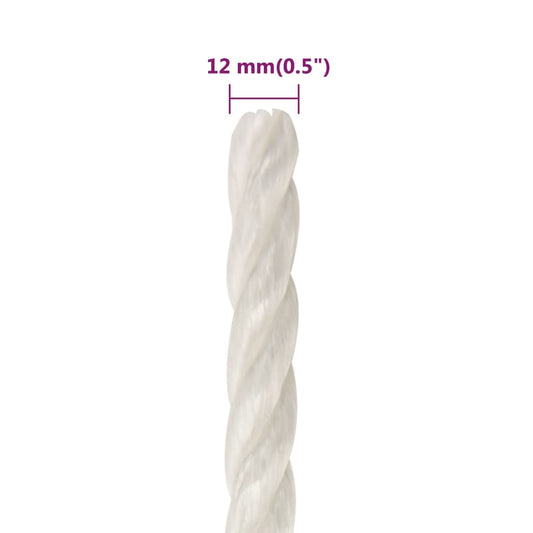 Arbeidstau hvit 12 mm 50 m polypropylen