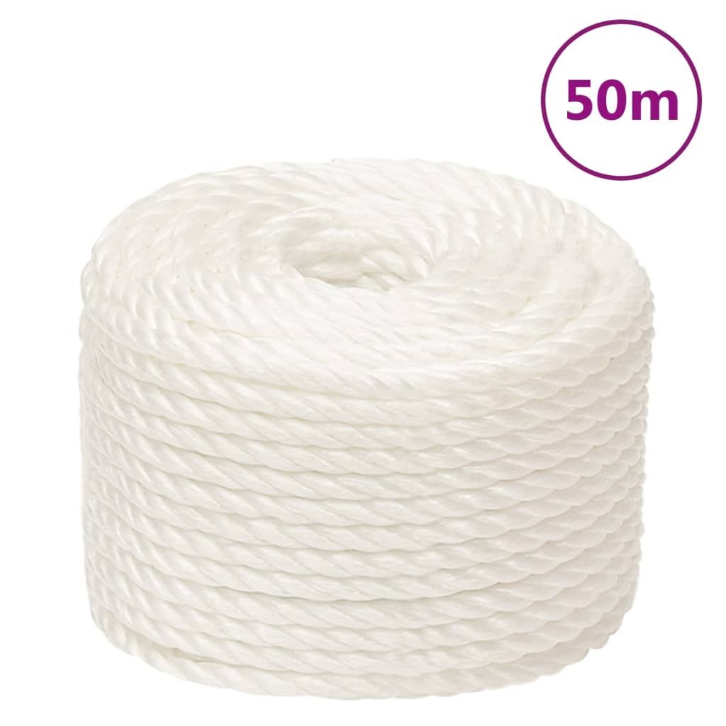 Arbeidstau hvit 14 mm 50 m polypropylen