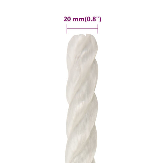 Arbeidstau hvit 20 mm 50 m polypropylen