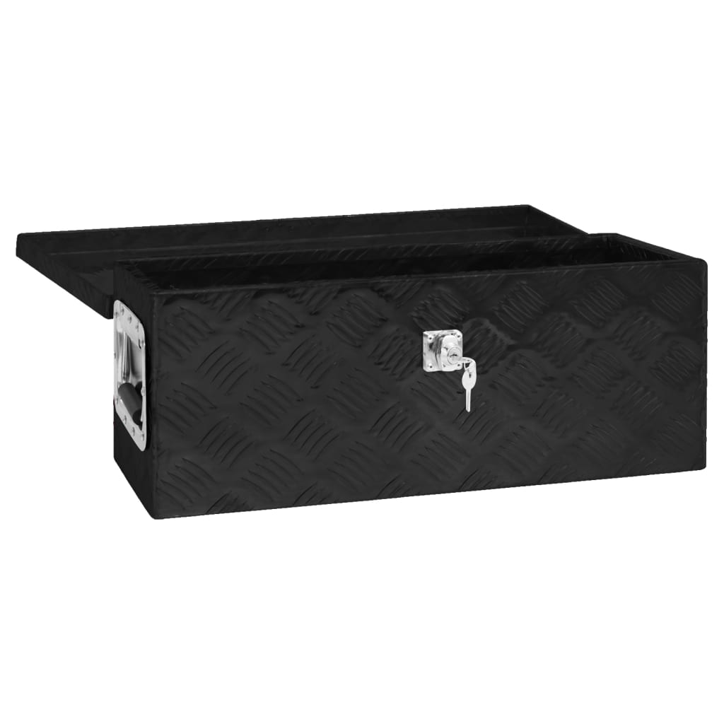 Oppbevaringsboks svart 60x23,5x23 cm aluminium