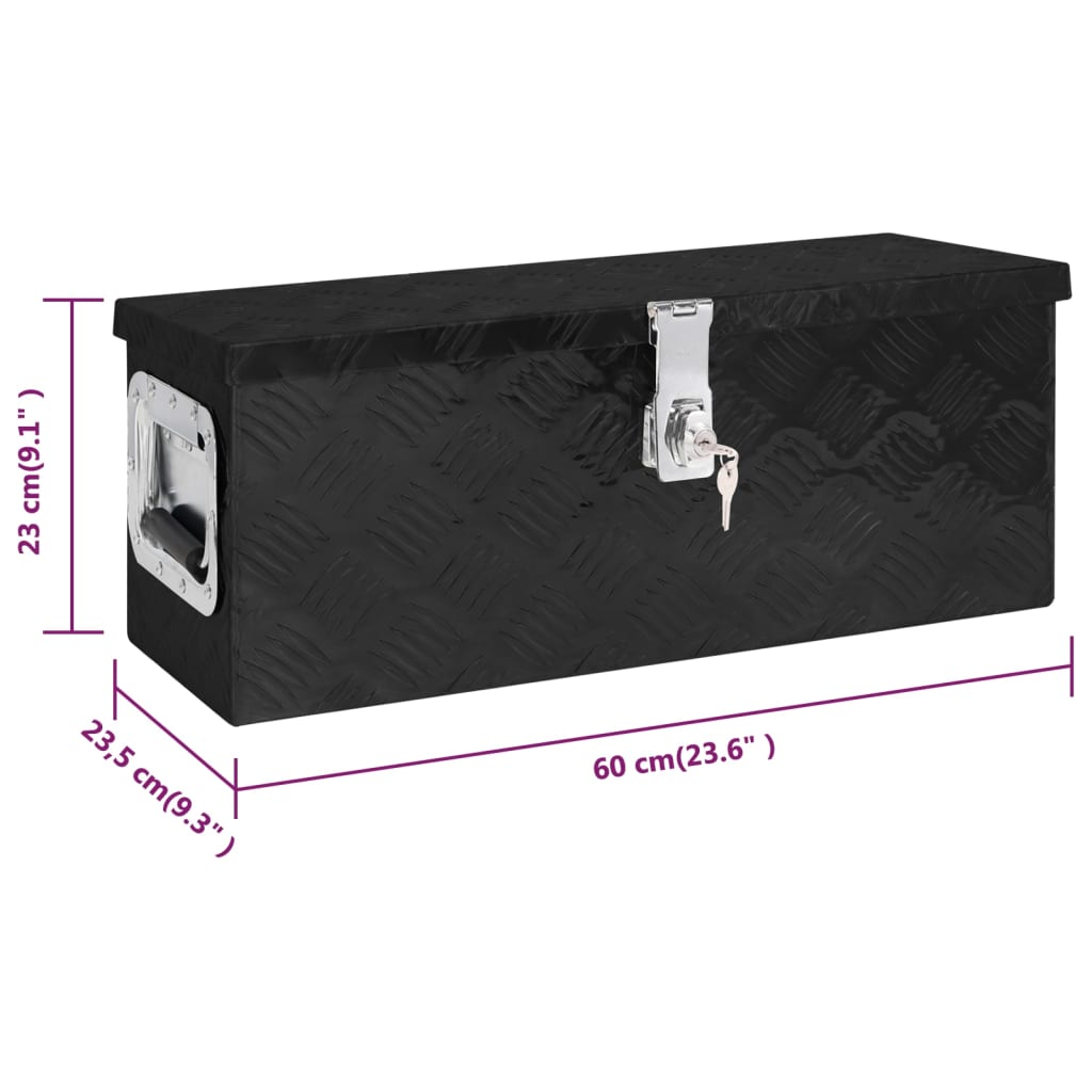 Oppbevaringsboks svart 60x23,5x23 cm aluminium