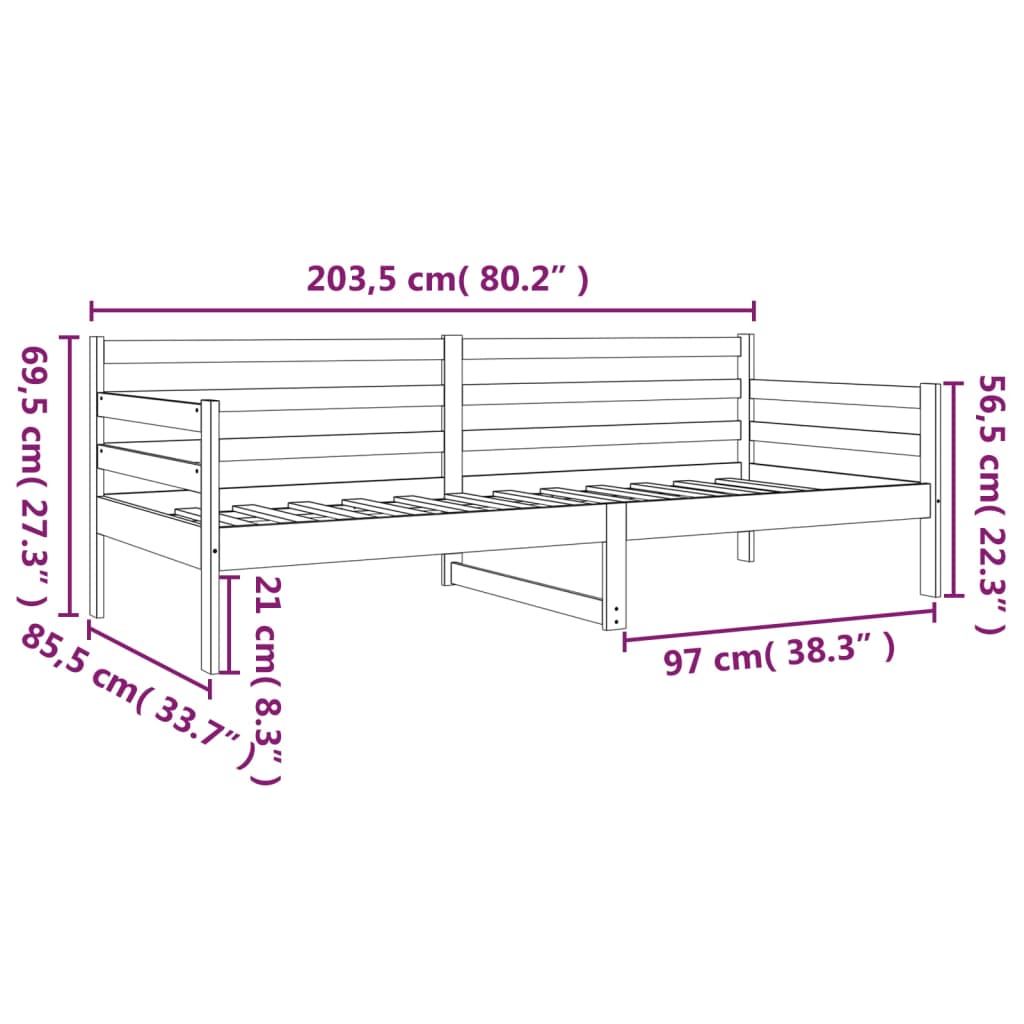 Dagseng uten madrass 80x200 cm heltre furu