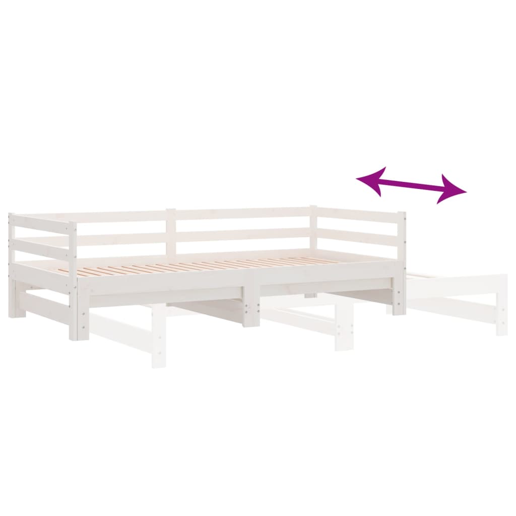 Uttrekkbar dagseng uten madrass hvit 80x200 cm