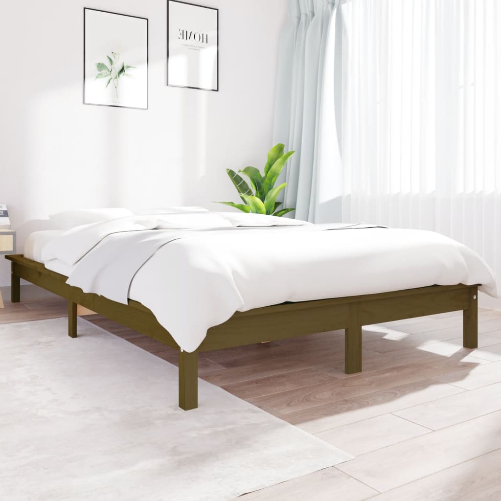 Sengeramme honningbrun 200x200 cm heltre furu