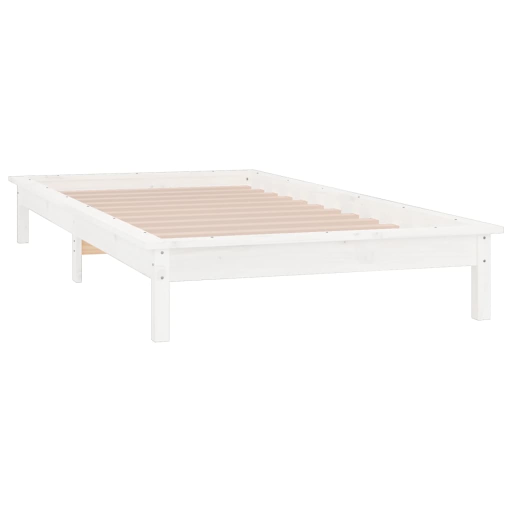 Sengeramme med LED hvit 90x200 cm heltre