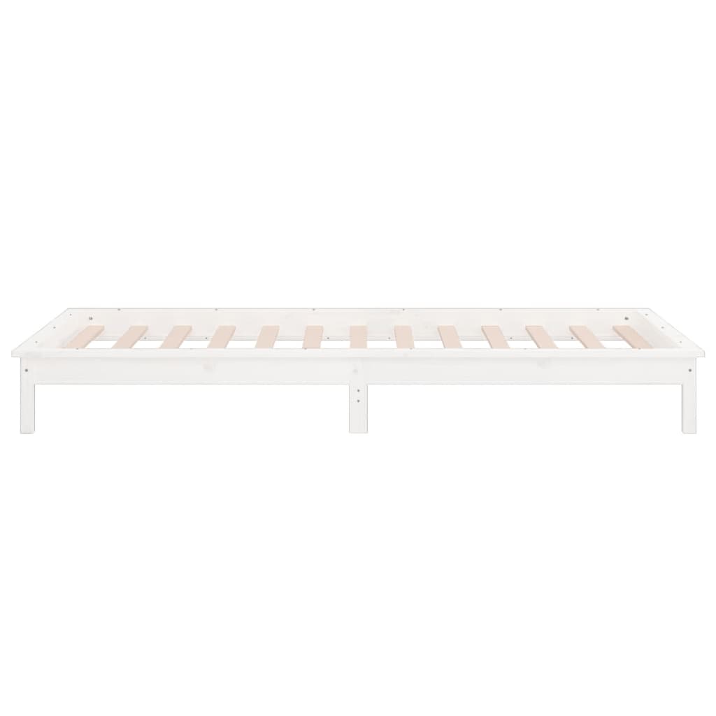 Sengeramme med LED hvit 90x200 cm heltre