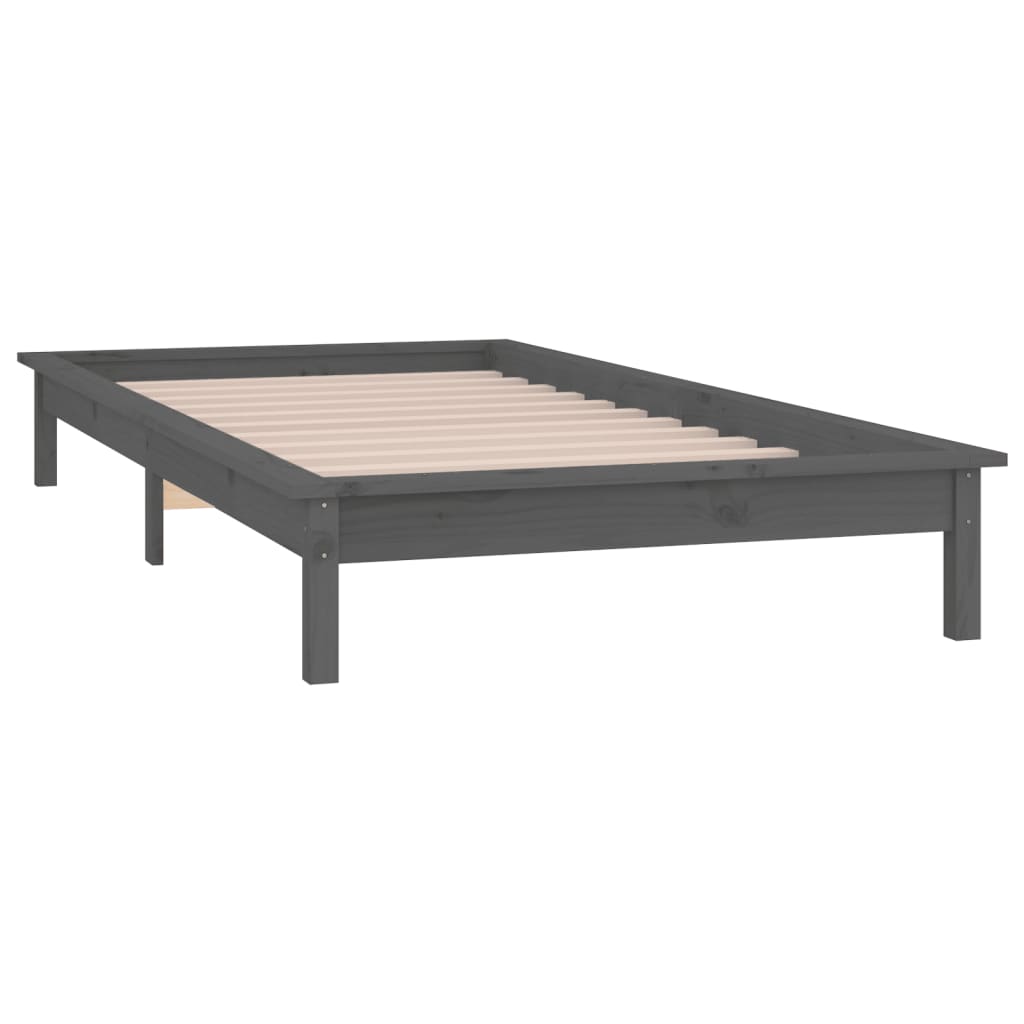 Sengeramme med LED grå 100x200 cm heltre