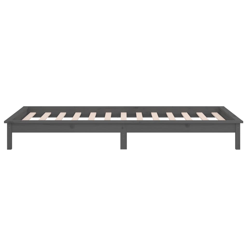 Sengeramme med LED grå 100x200 cm heltre