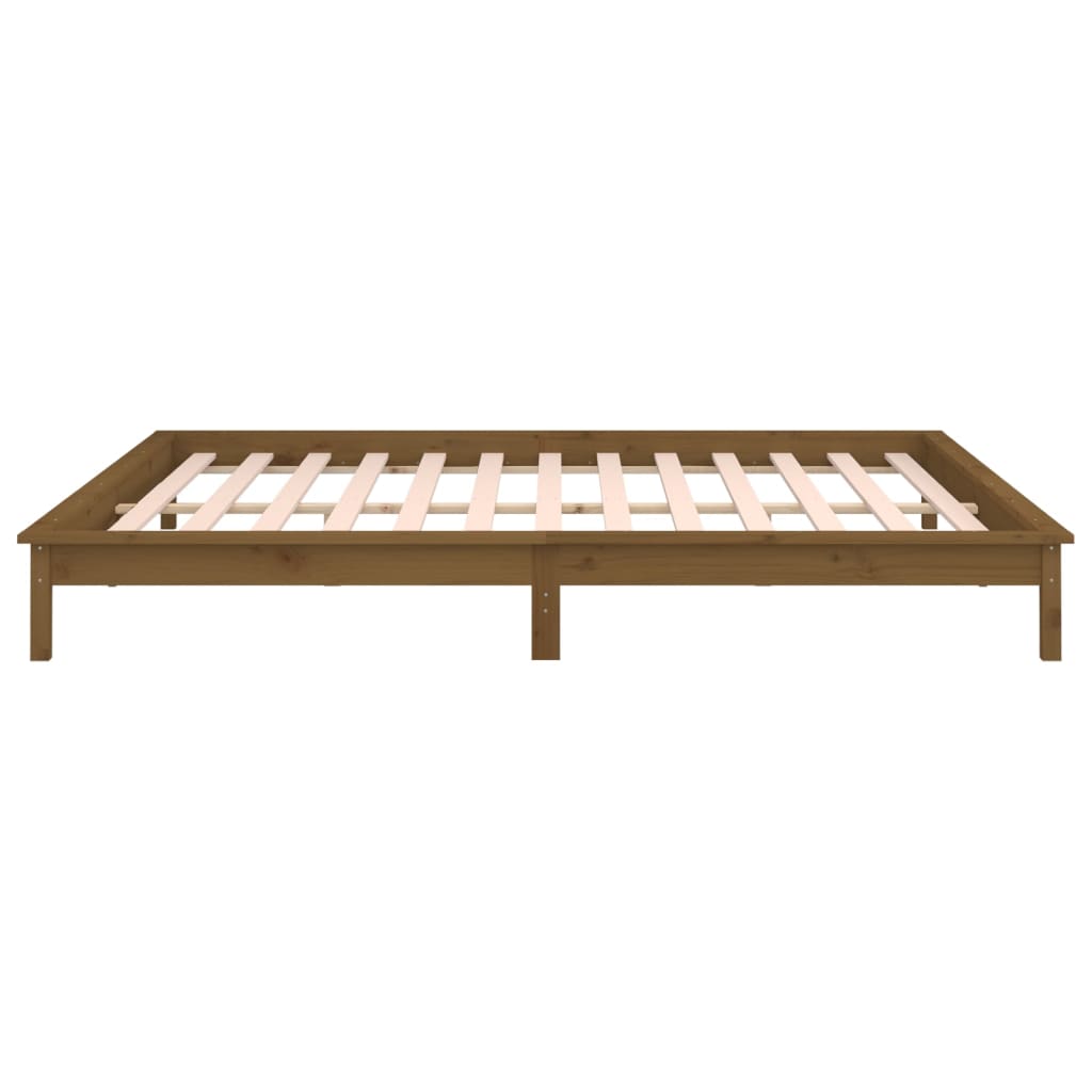 Sengeramme med LED honningbrun 120x200 cm heltre