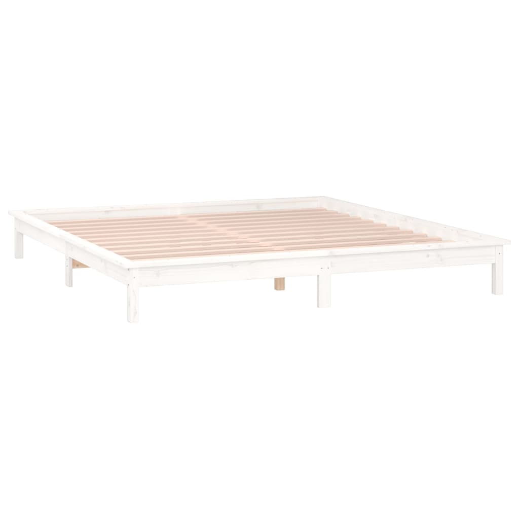 Sengeramme med LED hvit 140x200 cm heltre