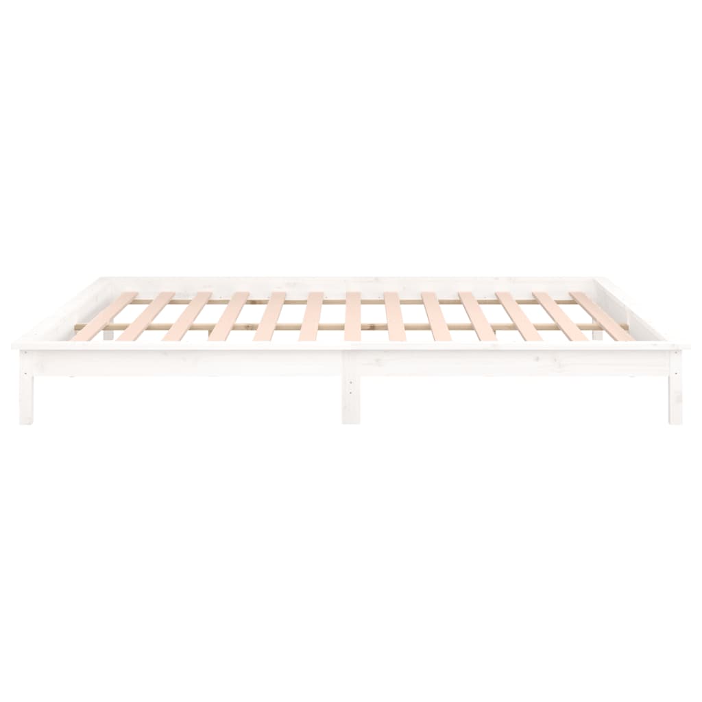 Sengeramme med LED hvit 150x200 cm King Size heltre