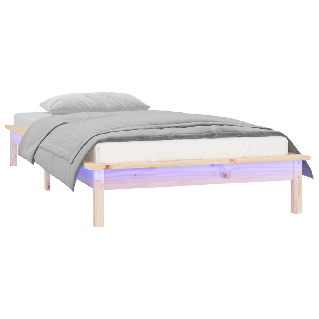 Sengeramme med LED 90x190 cm Single heltre