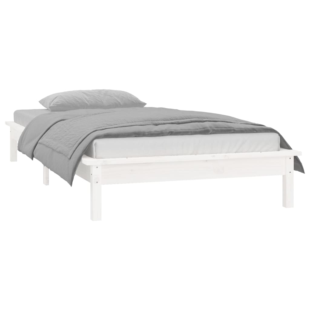Sengeramme med LED hvit 90x190 cm Single heltre