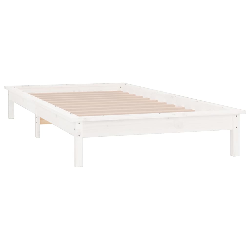Sengeramme med LED hvit 90x190 cm Single heltre