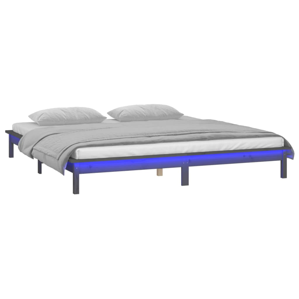 Sengeramme med LED grå 135x190 cm Double heltre