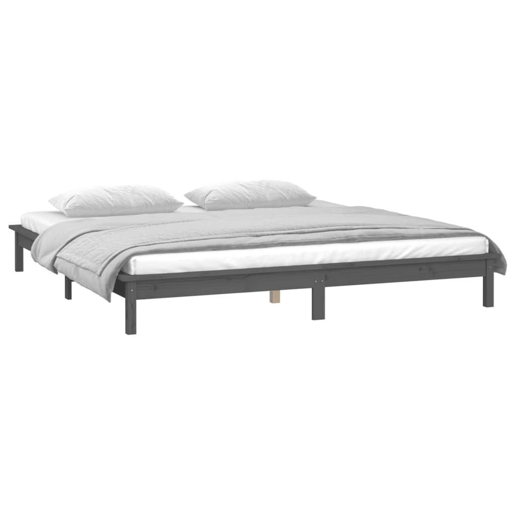 Sengeramme med LED grå 135x190 cm Double heltre