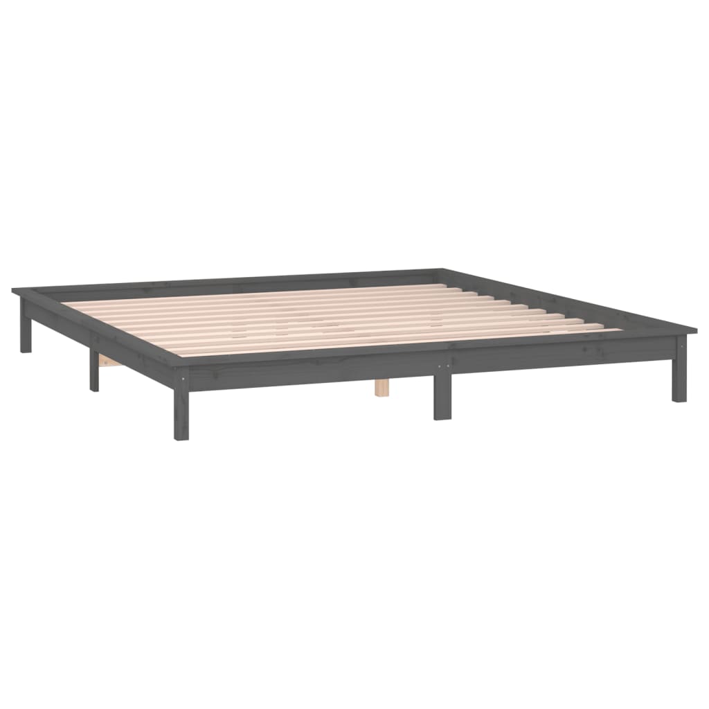 Sengeramme med LED grå 135x190 cm Double heltre