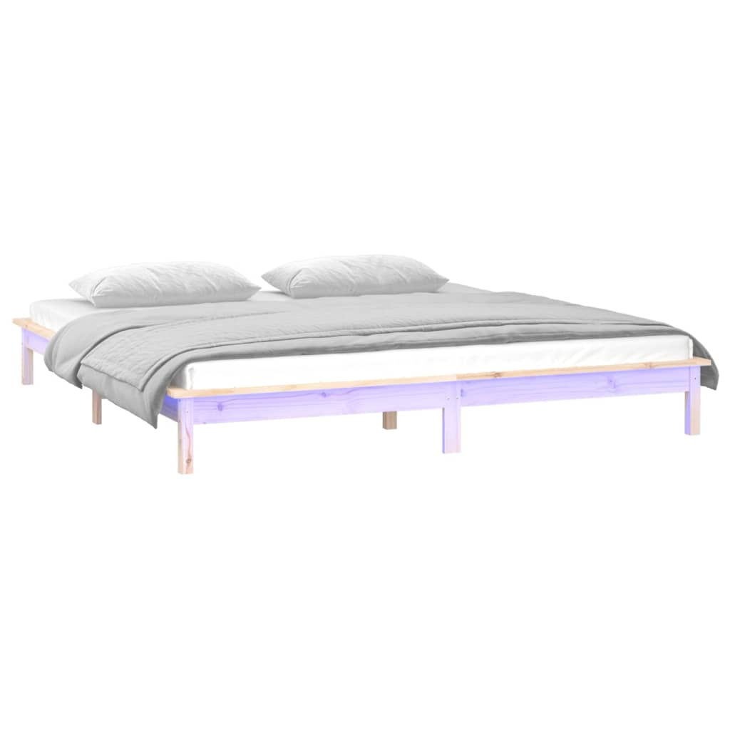 Sengeramme med LED 140x190 cm heltre