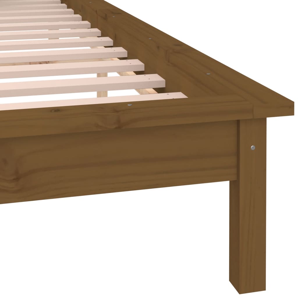 Sengeramme med LED honningbrun 140x190 cm heltre