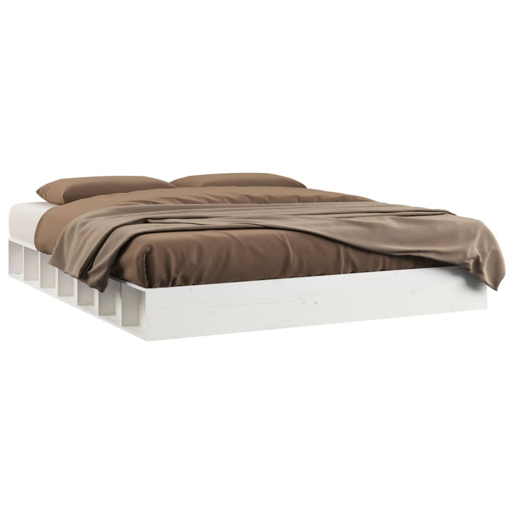 Sengeramme hvit 200x200 cm heltre