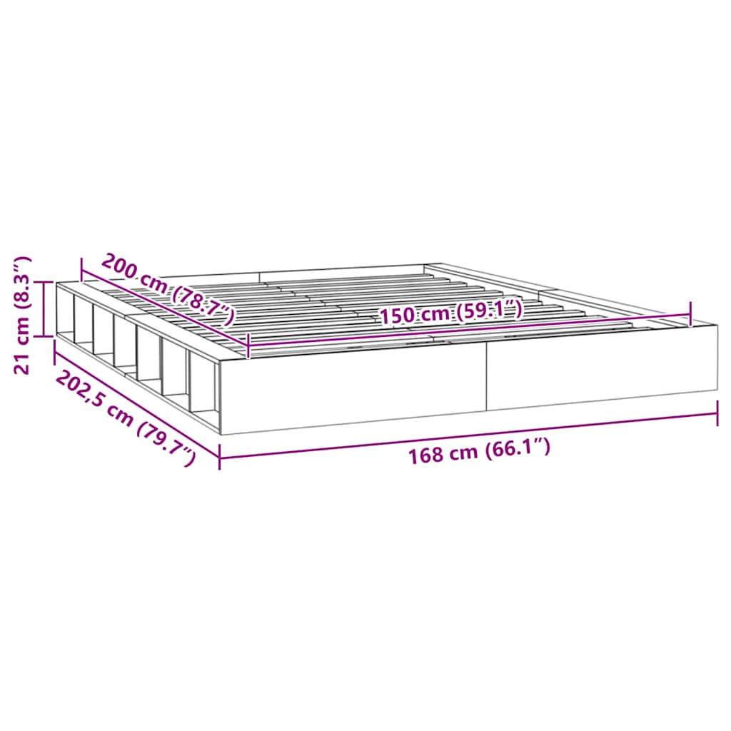 Sengeramme 150x200 cm King Size heltre vidaXL