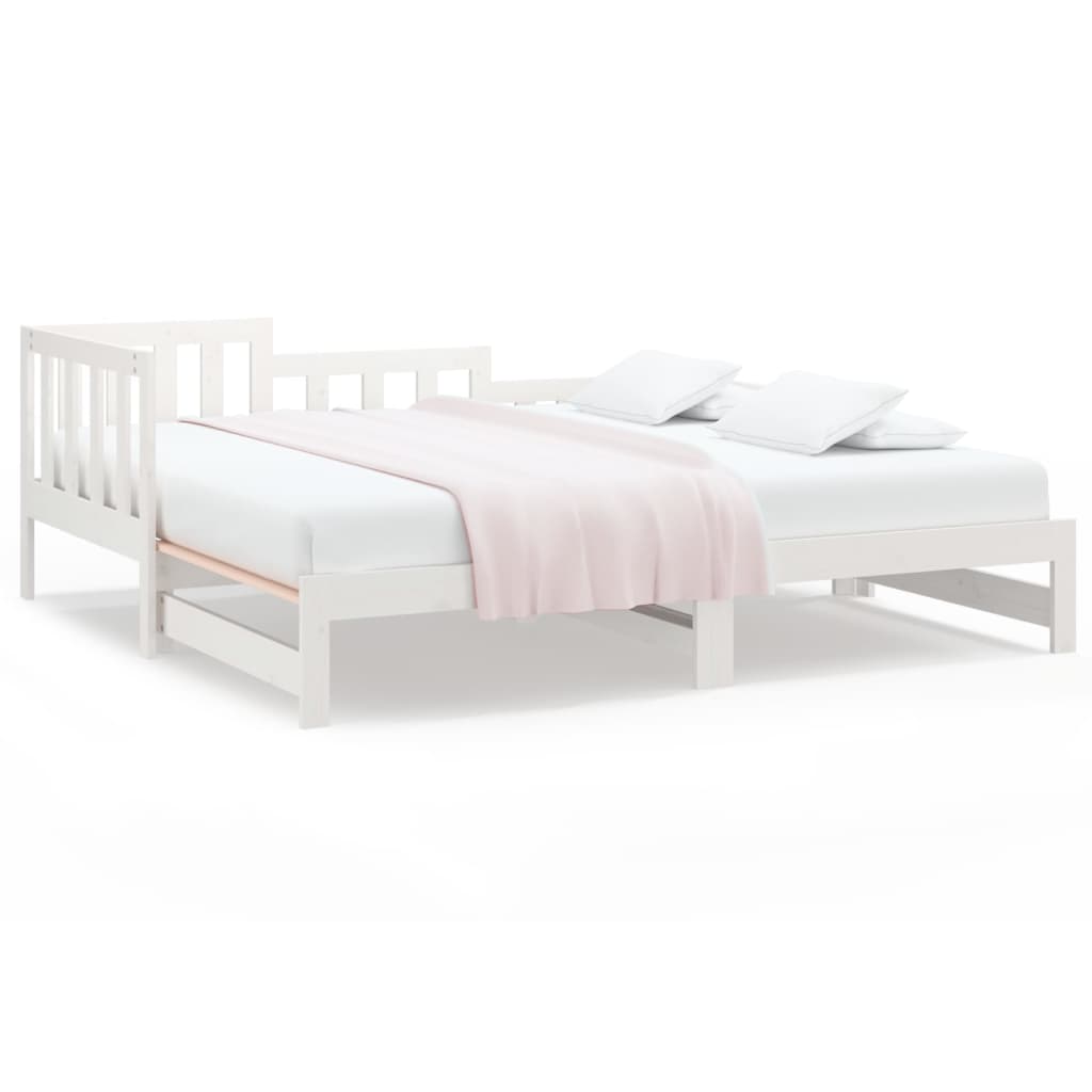 Uttrekkbar dagseng hvit 2x(90x200) cm heltre furu