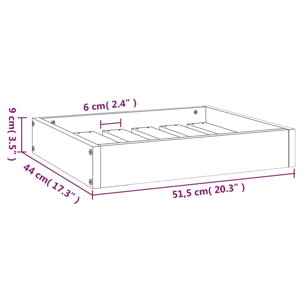 Hundeseng 51,5x44x9 cm heltre furu