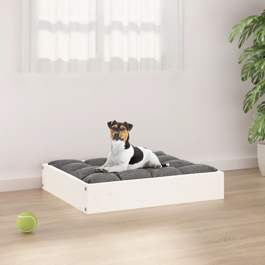 Hundeseng hvit 51,5x44x9 cm heltre furu