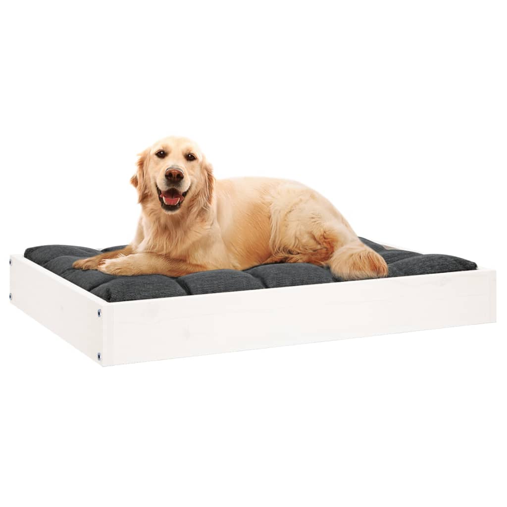 Hundeseng hvit 71,5x54x9 cm heltre furu