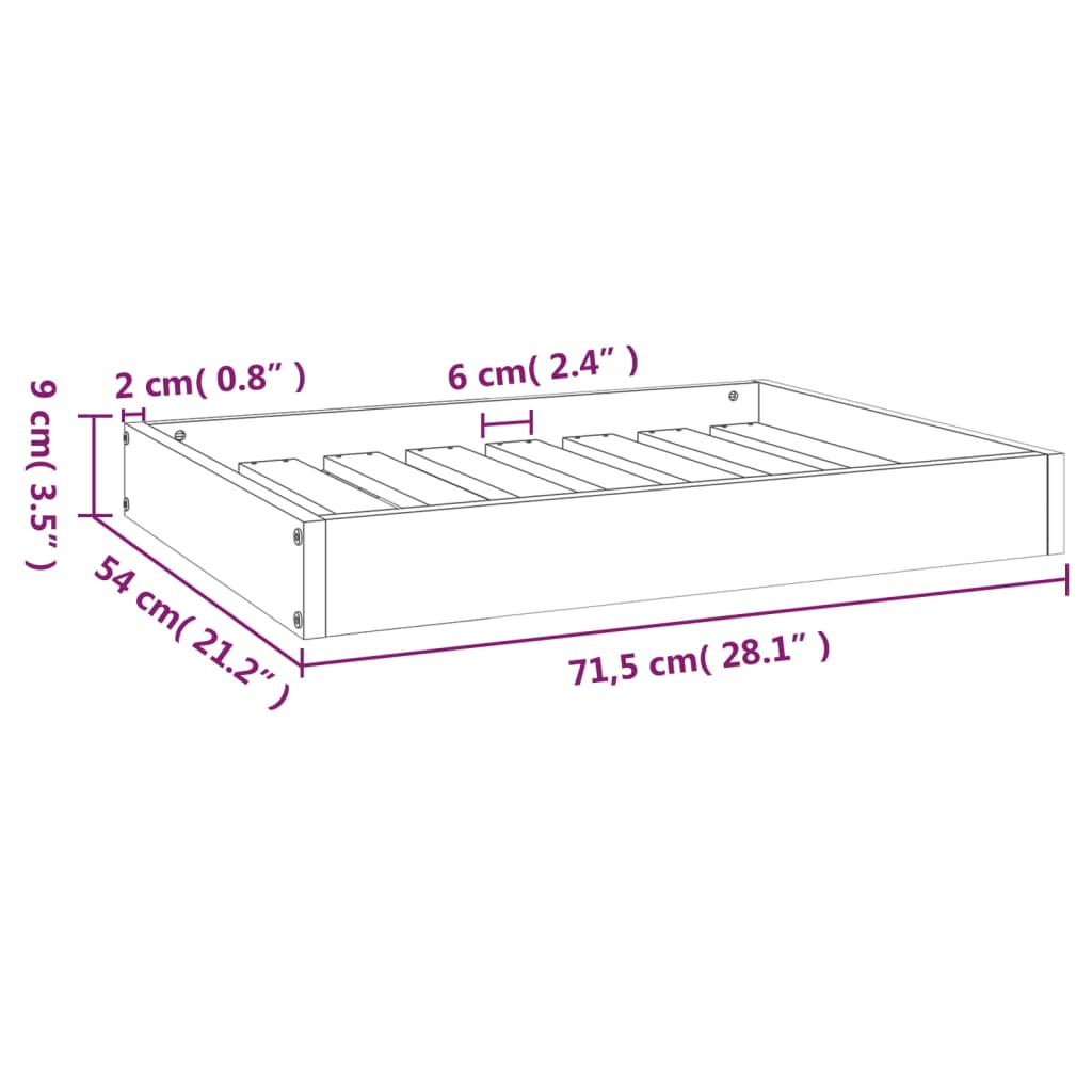 Hundeseng honningbrun 71,5x54x9 cm heltre furu