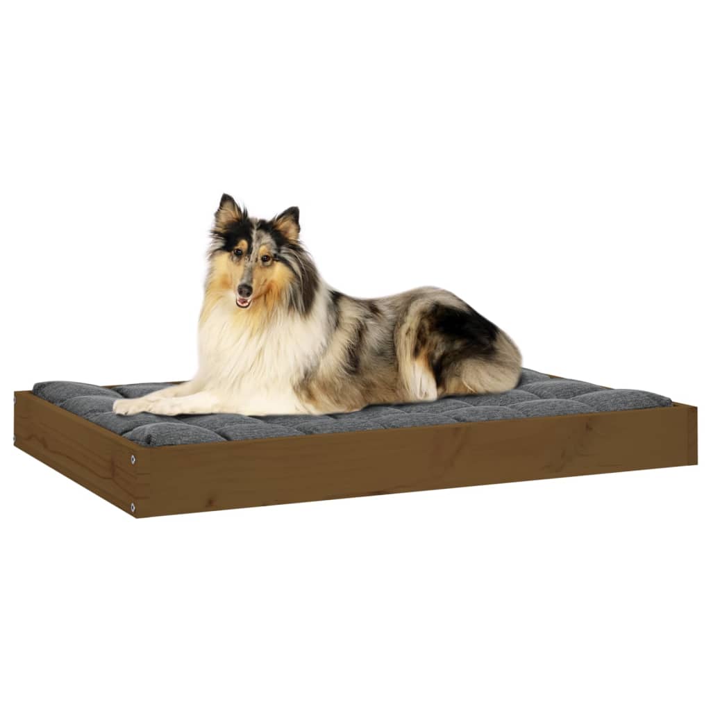 Hundeseng honningbrun 91,5x64x9 cm heltre furu