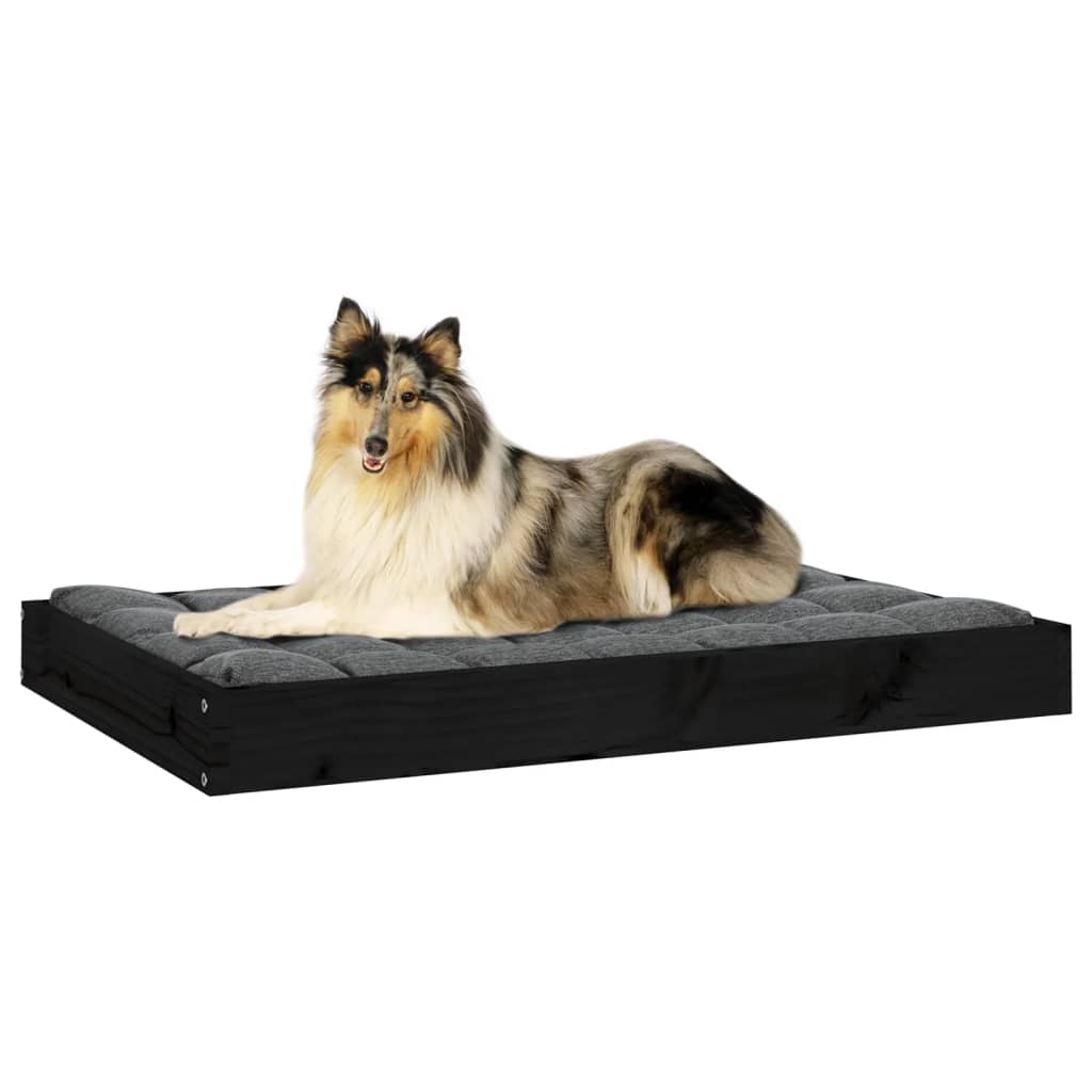 Hundeseng svart 91,5x64x9 cm heltre furu