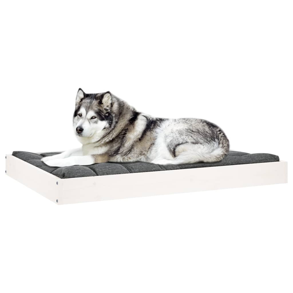 Hundeseng hvit 101,5x74x9 cm heltre furu vidaXL