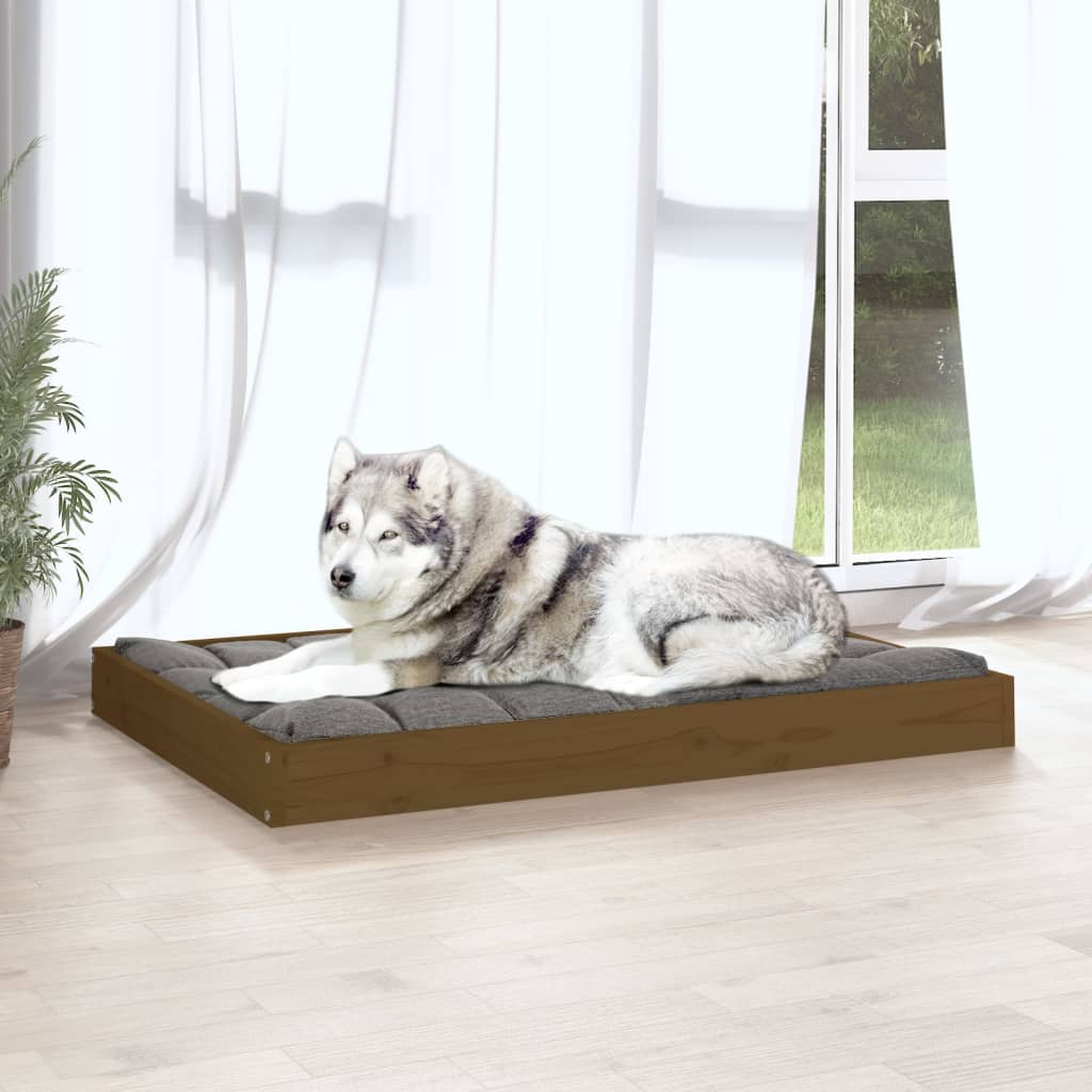 Hundeseng honningbrun 101,5x74x9 cm heltre furu