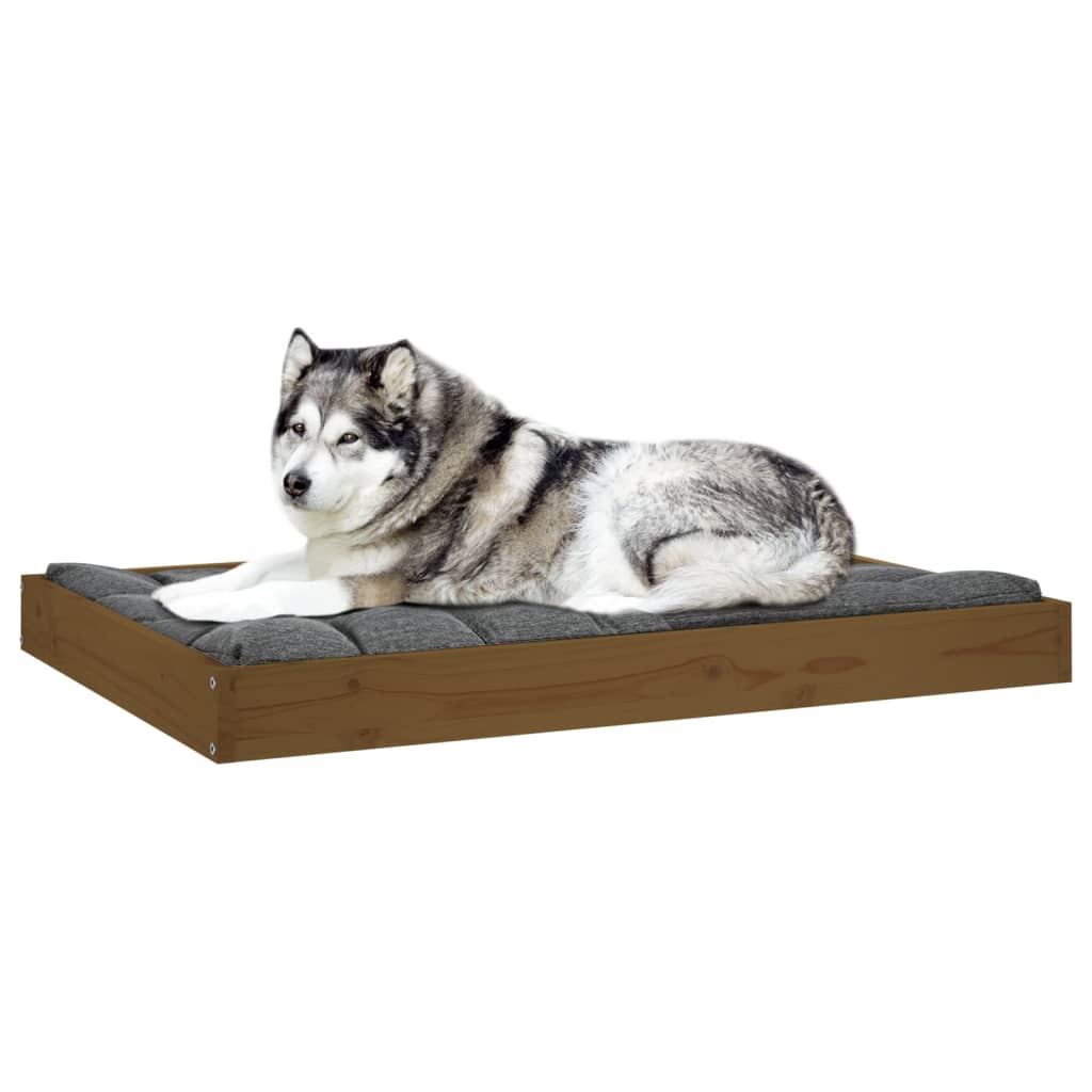 Hundeseng honningbrun 101,5x74x9 cm heltre furu